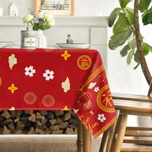 Chinese New Year Tablecloth 60×84 Inch Rectangular 60" x 84" (Rectangular) Red