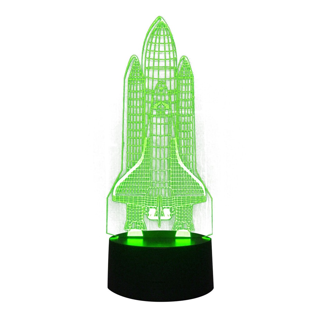 3D Space Rocket Night Light 7-Color Changing LED Table  Lamp W/ Remote Control