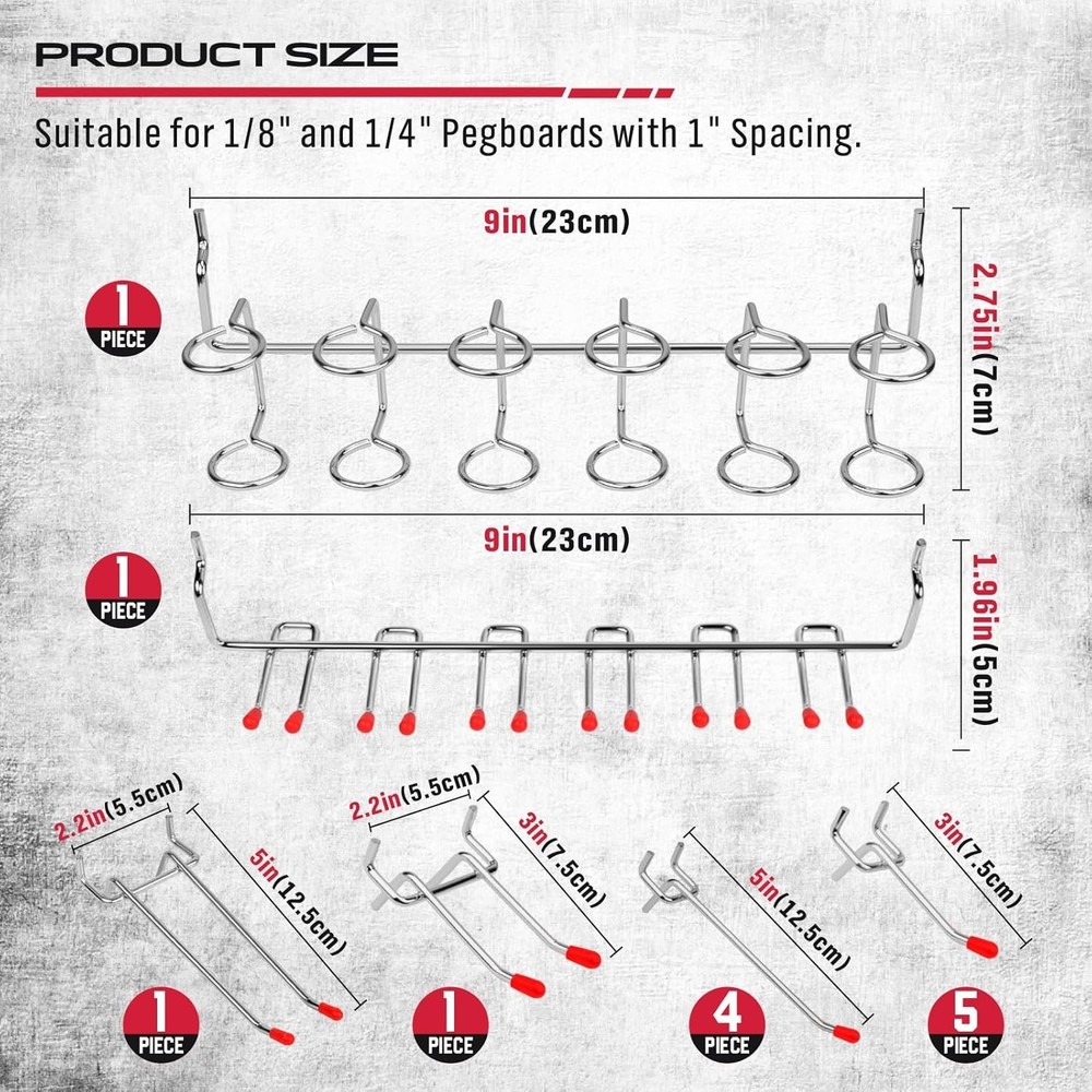 121-Piece Pegboard Hooks Set, Pegboard Accessories with Metal Hooks, Du