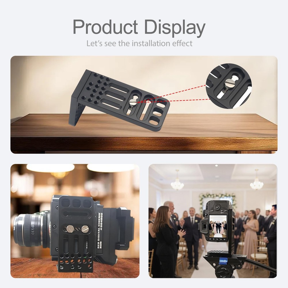 DINESK Camera L Bracket,Universal Vertical Mount Short Version, Black