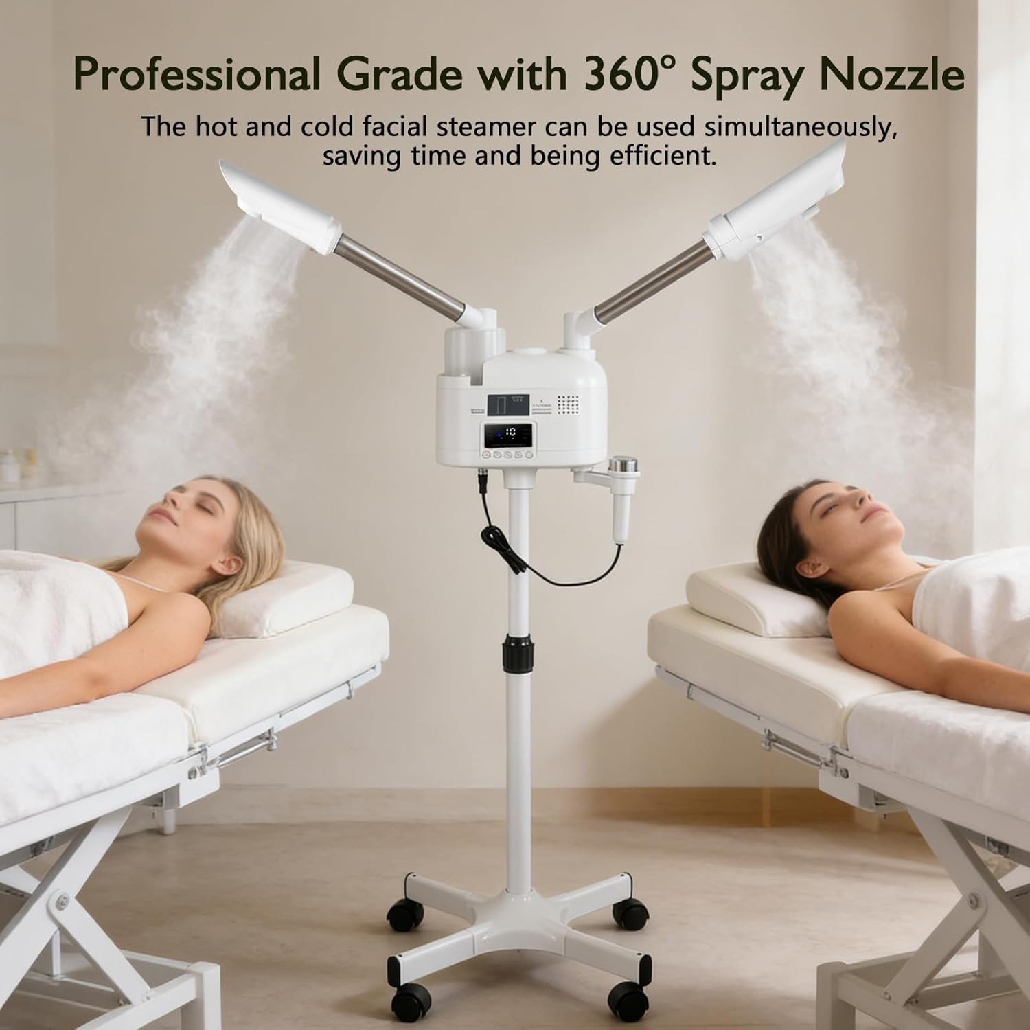 4IN1 Hot/Cold Facial Steamer 5X LED Magnifying Lamp Spa Beauty Skin Care Machine