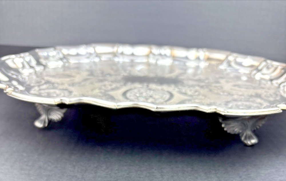 Vintage W&S Blackinton Oval Footed Silver Serving Tray 14 x 11" ~ FREE SHIPPING
