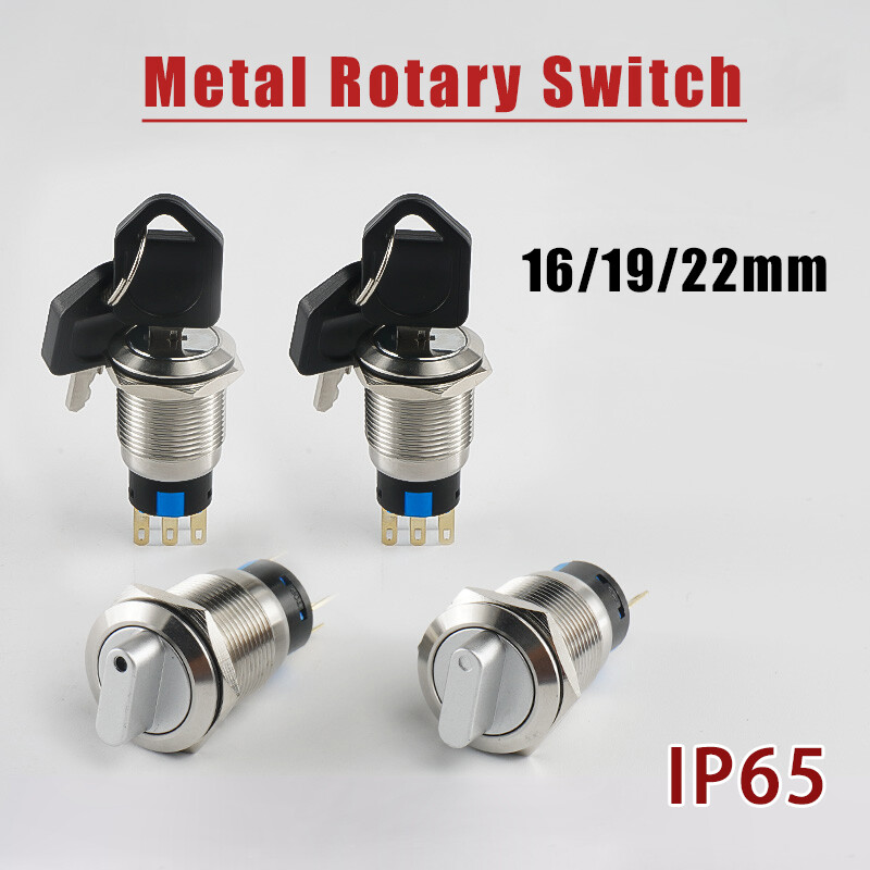 16/19/22mm Metal Rotary Switch Momentary Latching 2/3 Position IP65 Waterproof
