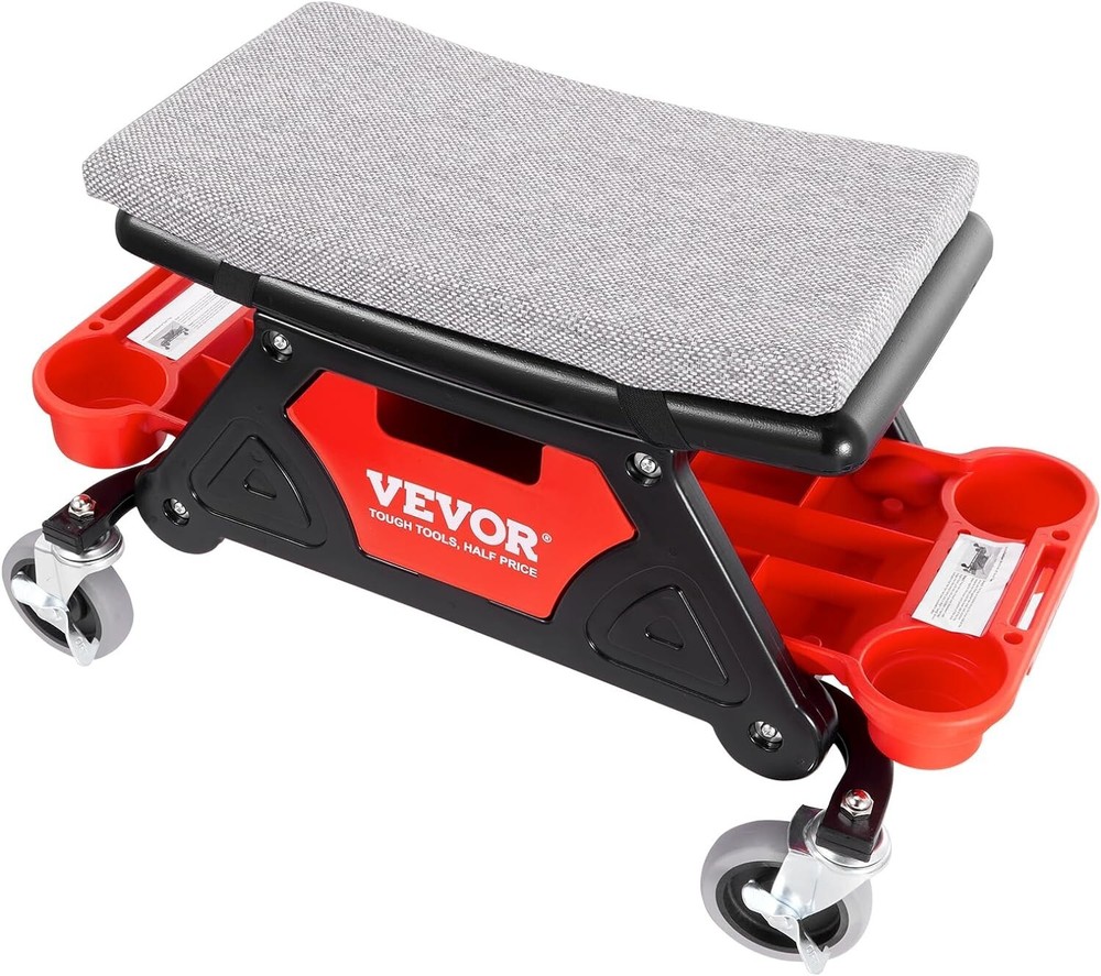 Comfortable Mechanic Stool with Effortless Gliding Wheels and Tool Organization