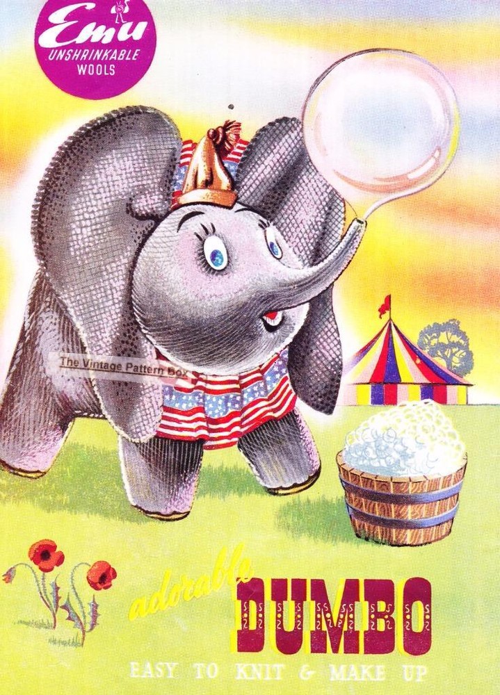 ELEPHANT Dumbo - COPY vintage toy knitting pattern