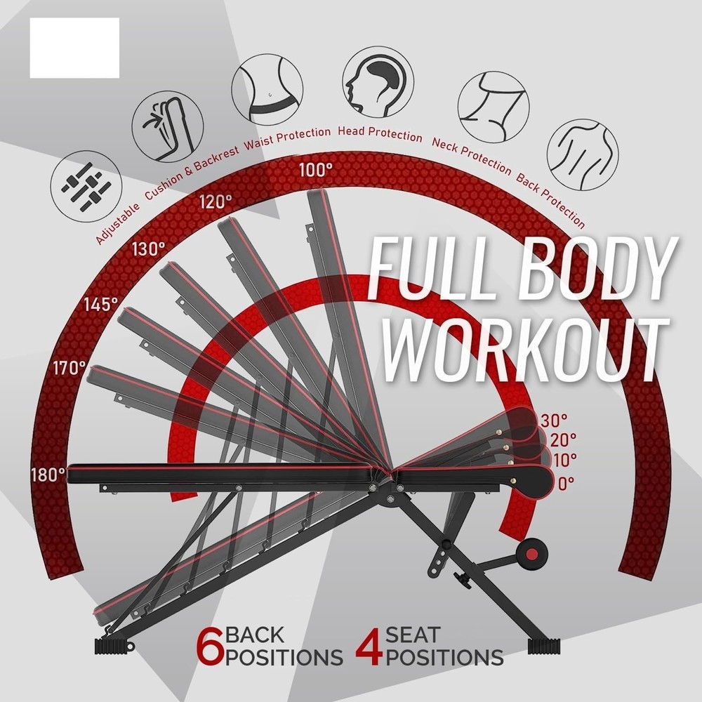 Adjustable Weight Bench, Exercise Workout Bench for Full Body Workout