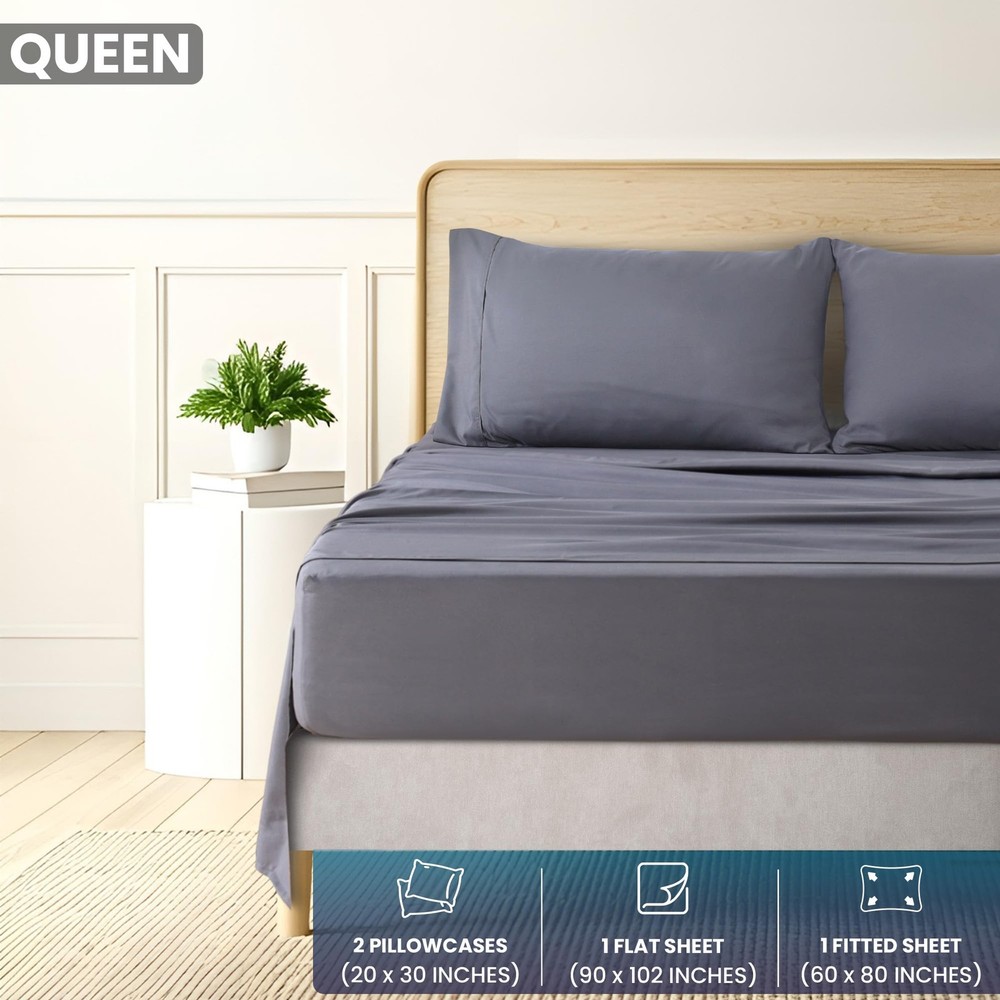 Queen Sheet Set – Brushed Microfiber – Ultra Soft Bed Sheets for Queen Size B...