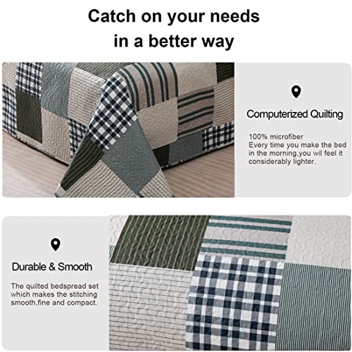 Bedspread Set Queen Size Quilt Set Bedding Full/Queen Line Plaid Patchwork