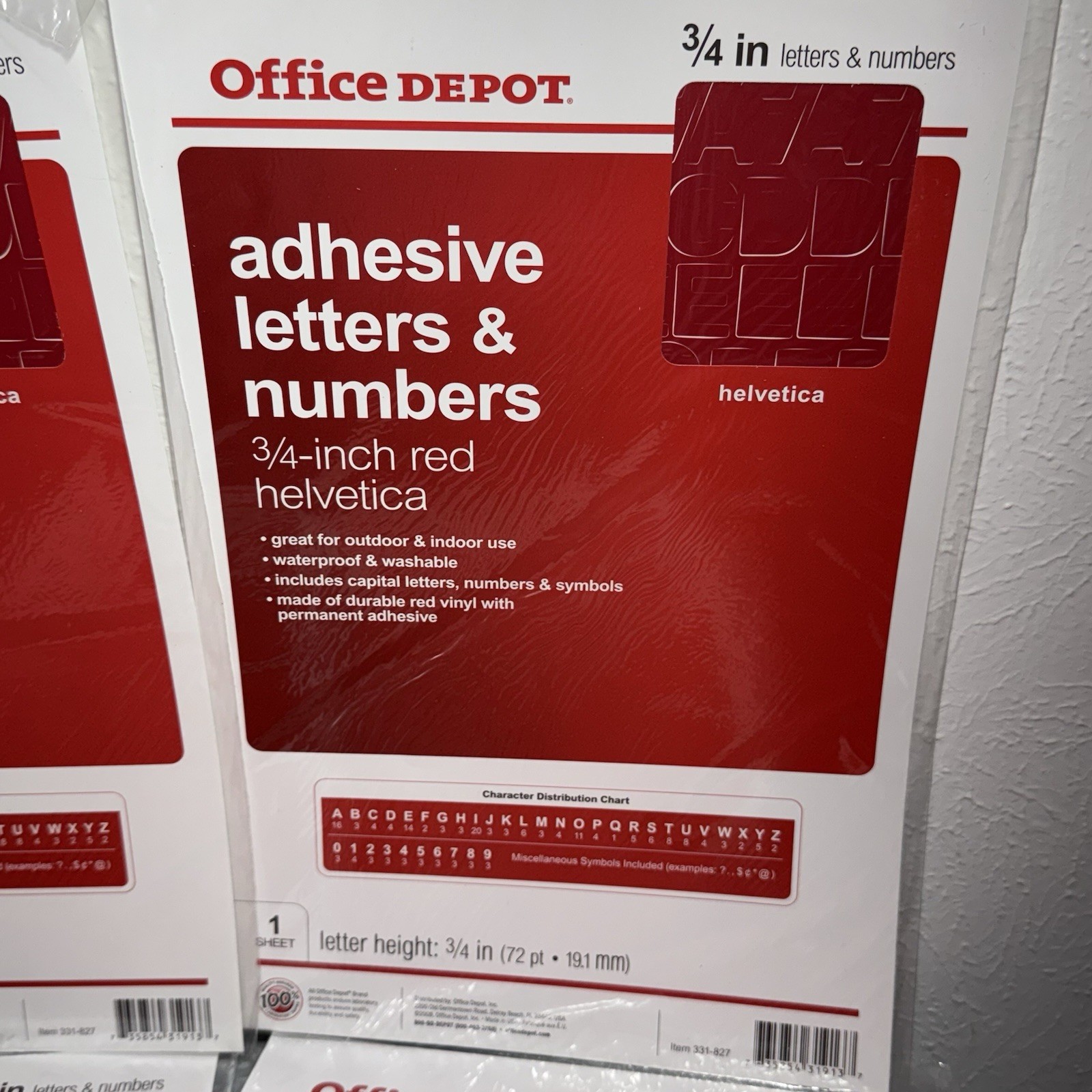 Lot of 4 Office Depot Adhesive Letters & Numbers, Symbols 3/4-Inch RED 72 PIECES