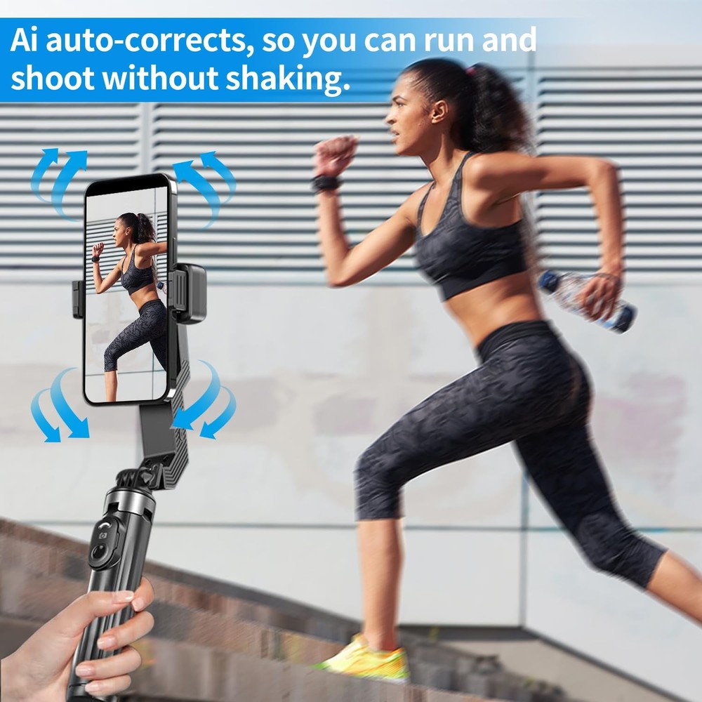 Smartphone Gimbal Stabilizer, 360° Rotation Single Axis Stabilizer with Light...
