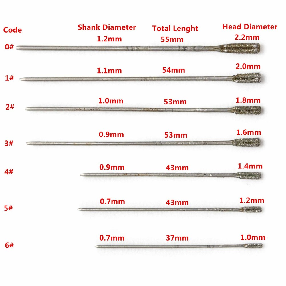 20Pcs 1 mm Diamond Lapidary Drill Bits Solid Hole Saws Jewelry Gemstone Tools