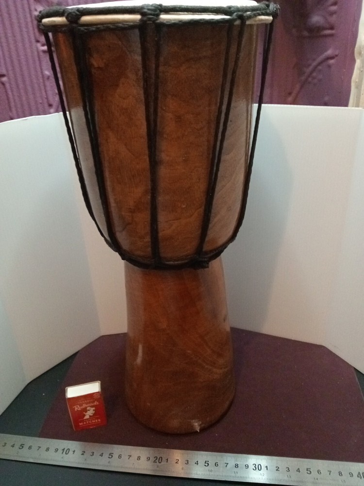 40 cm Authentic DJEMBE BONGO DRUM CARVED FROM SOLID WOOD GOAT SKIN