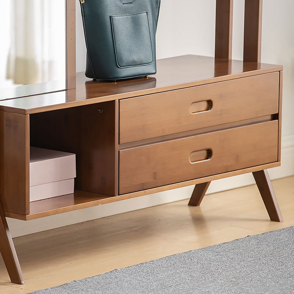 Bamboo Multi-function Hall Tree for Entryway Rack Shoe Storage Hanger Bench Set