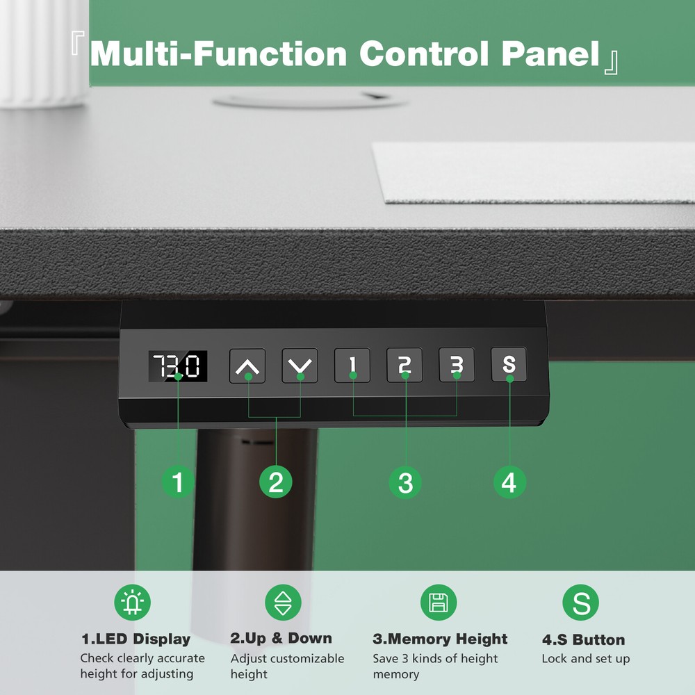 Electric Height Adjustable Standing Desk for Home Office and Study, Splice Board
