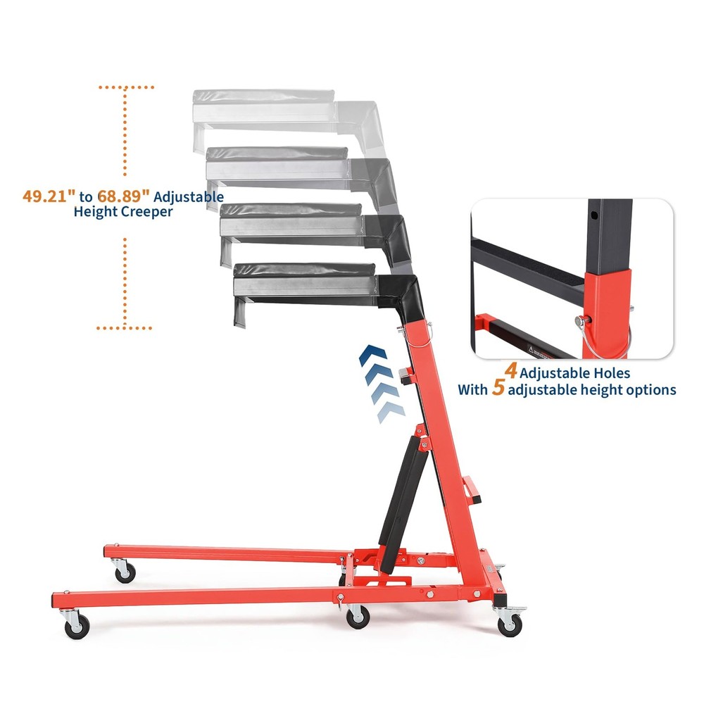 Foldable Automotive Topside Creeper ,Adjustable Height Engine Creeper & 6 Wheels