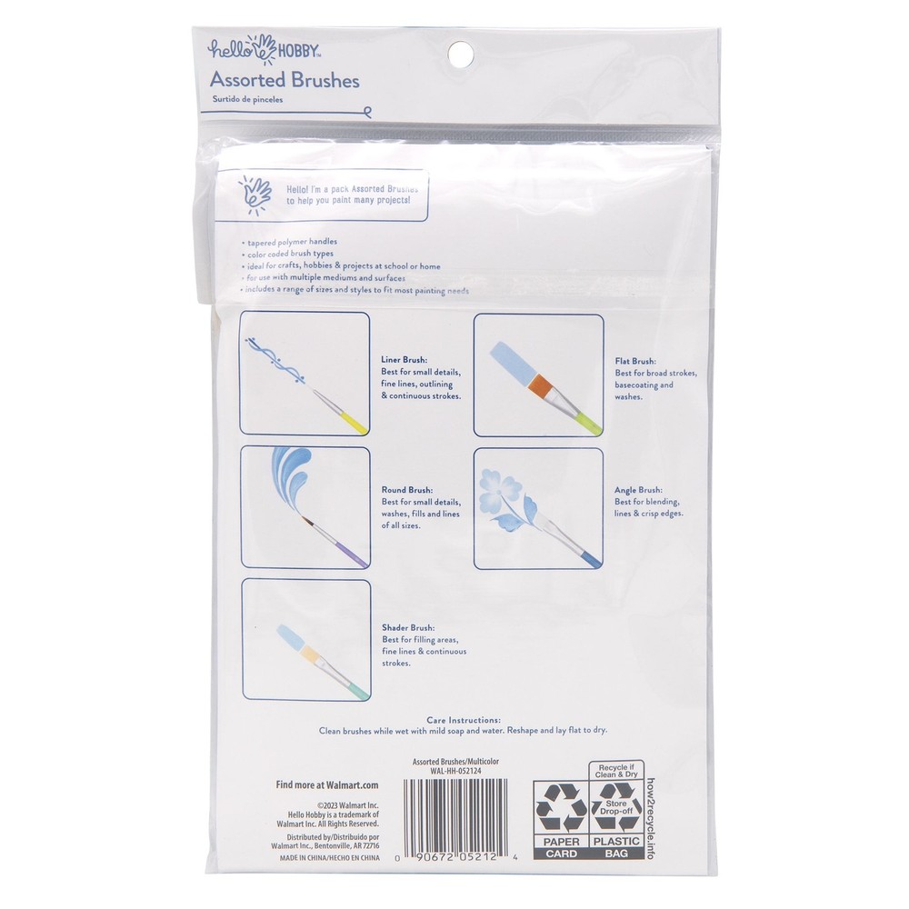 Hello Hobby Assorted Craft Paint Brush Set, 25pcs