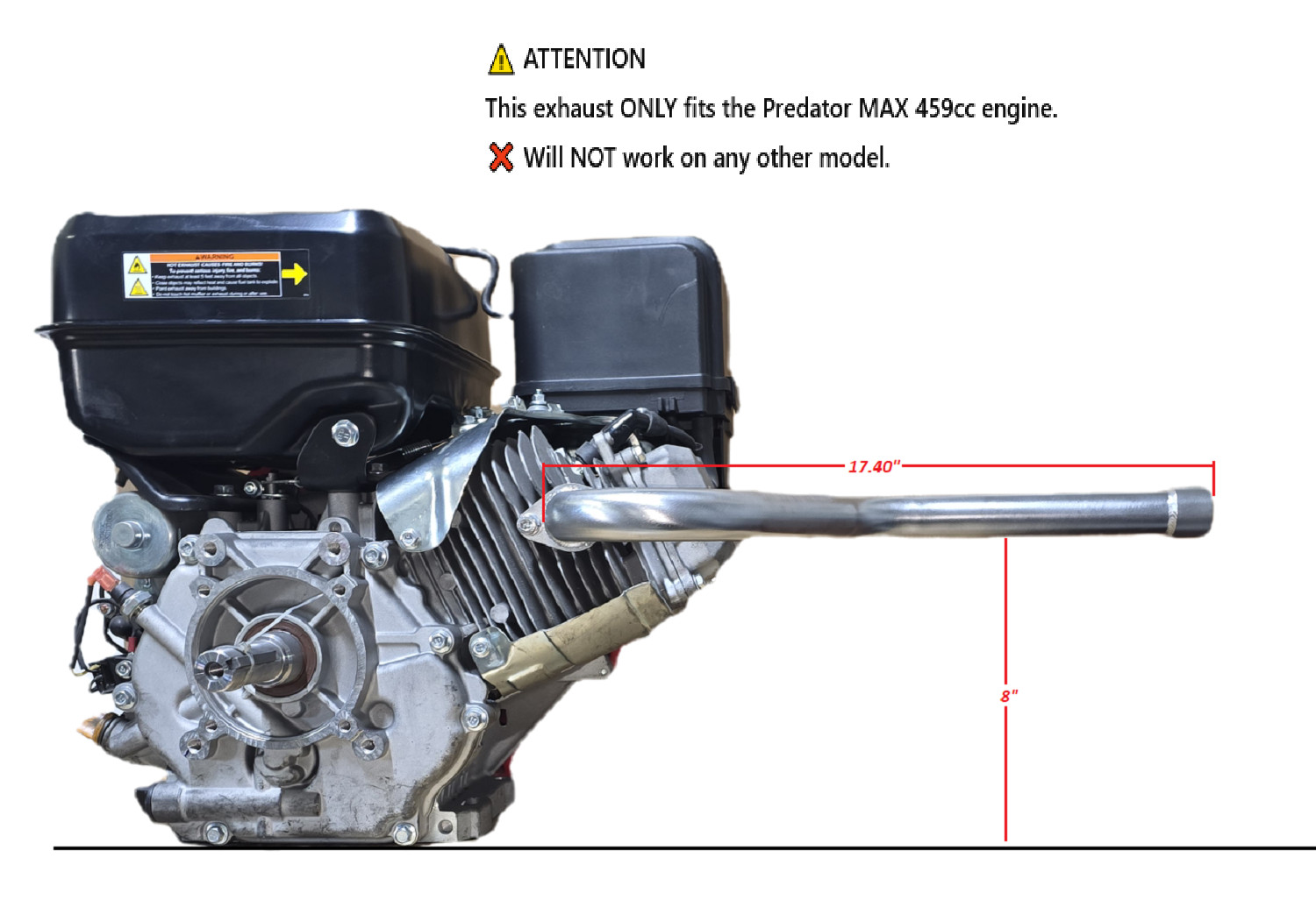 Heavy Duty Center Mount Exhaust | 1" NPT | Predator MAX 459cc | Made in USA