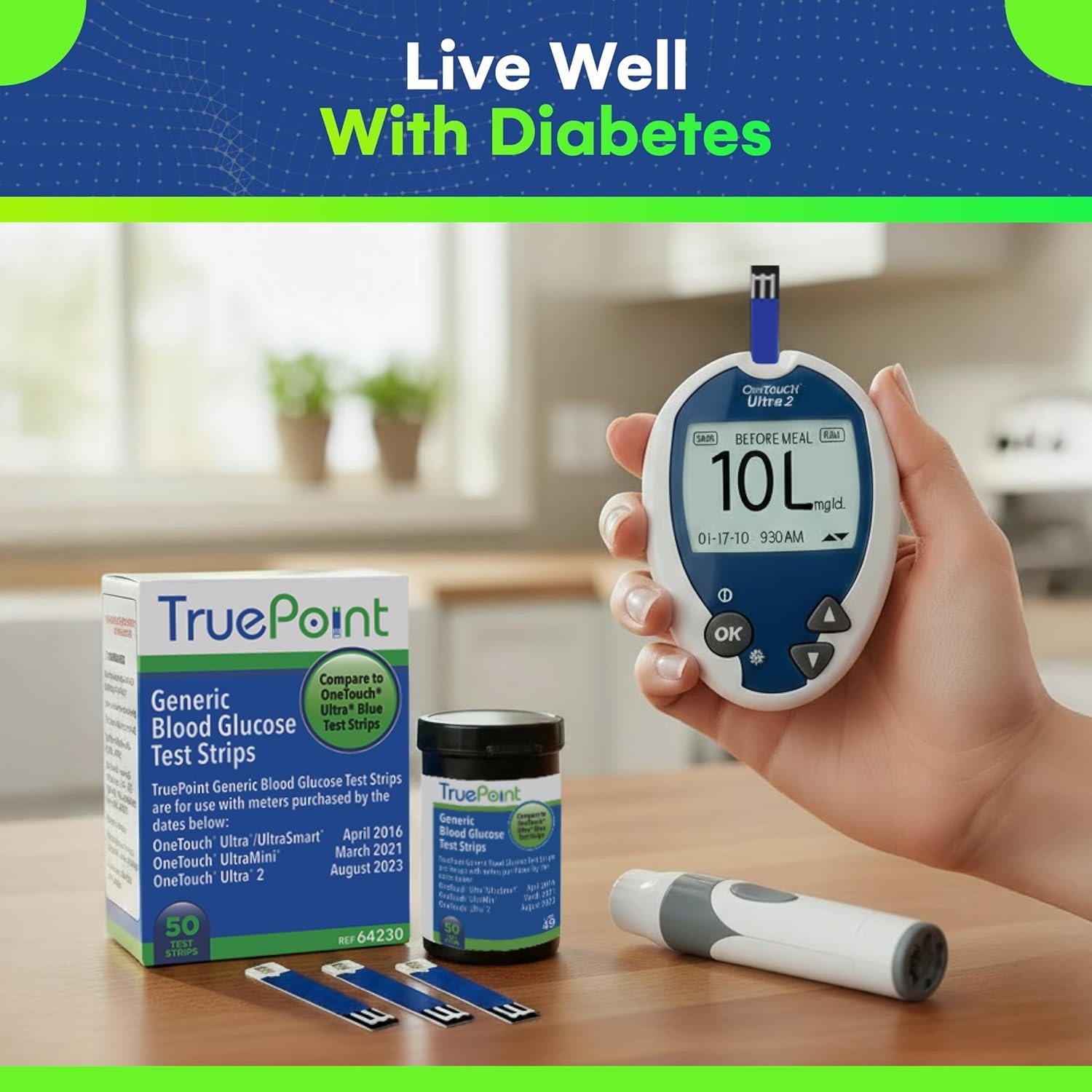 TRUE POINT - UNISTRIP 1 Blood Glucose Strips 200 Qty. Generic for ONE-TOUCH