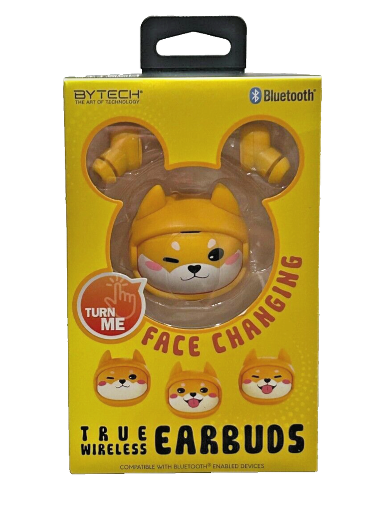 Bytech Rotating Yellow Dog True Wireless Earbuds Face Changing
