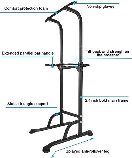 Ergonomic Design Height Adjustable Multi-Function Dip Station Pull Up Bar