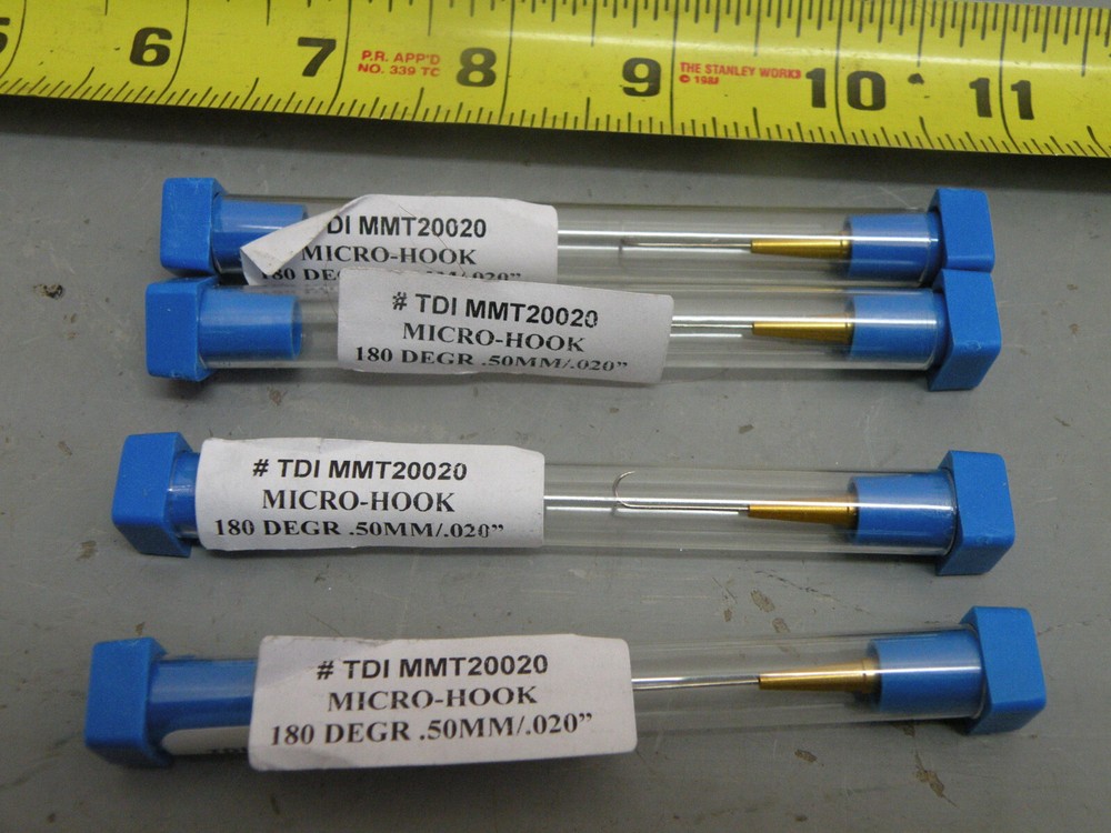 (10) TDI Microhook Tips .5mm 180°, 45°, & Straight