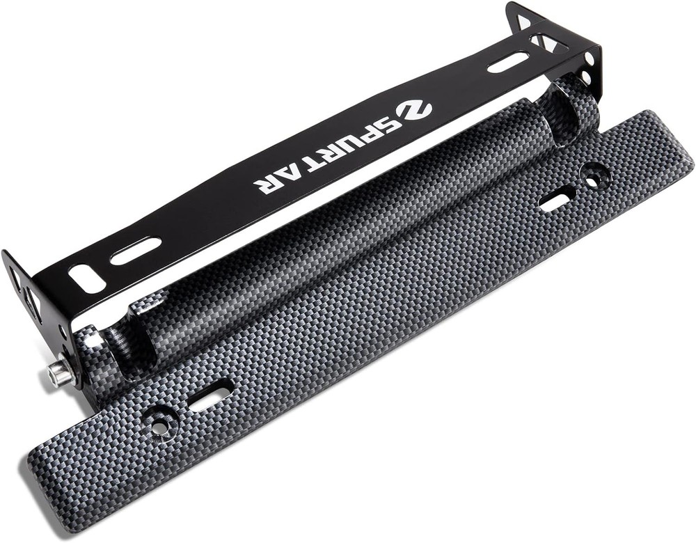 Spurtar License Plate Frames, Adjustable Front Car Holder Black