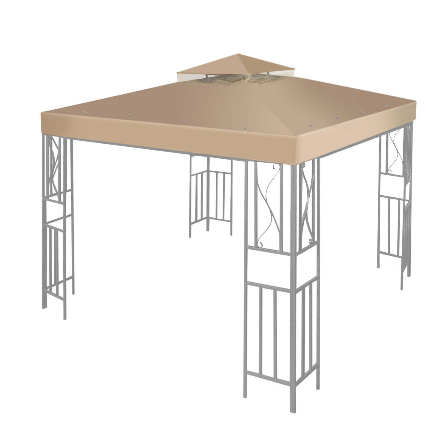12 x 12 Feet Gazebo Canopy Top Replacement Cover 2Tier UV30 Garden Patio Beige