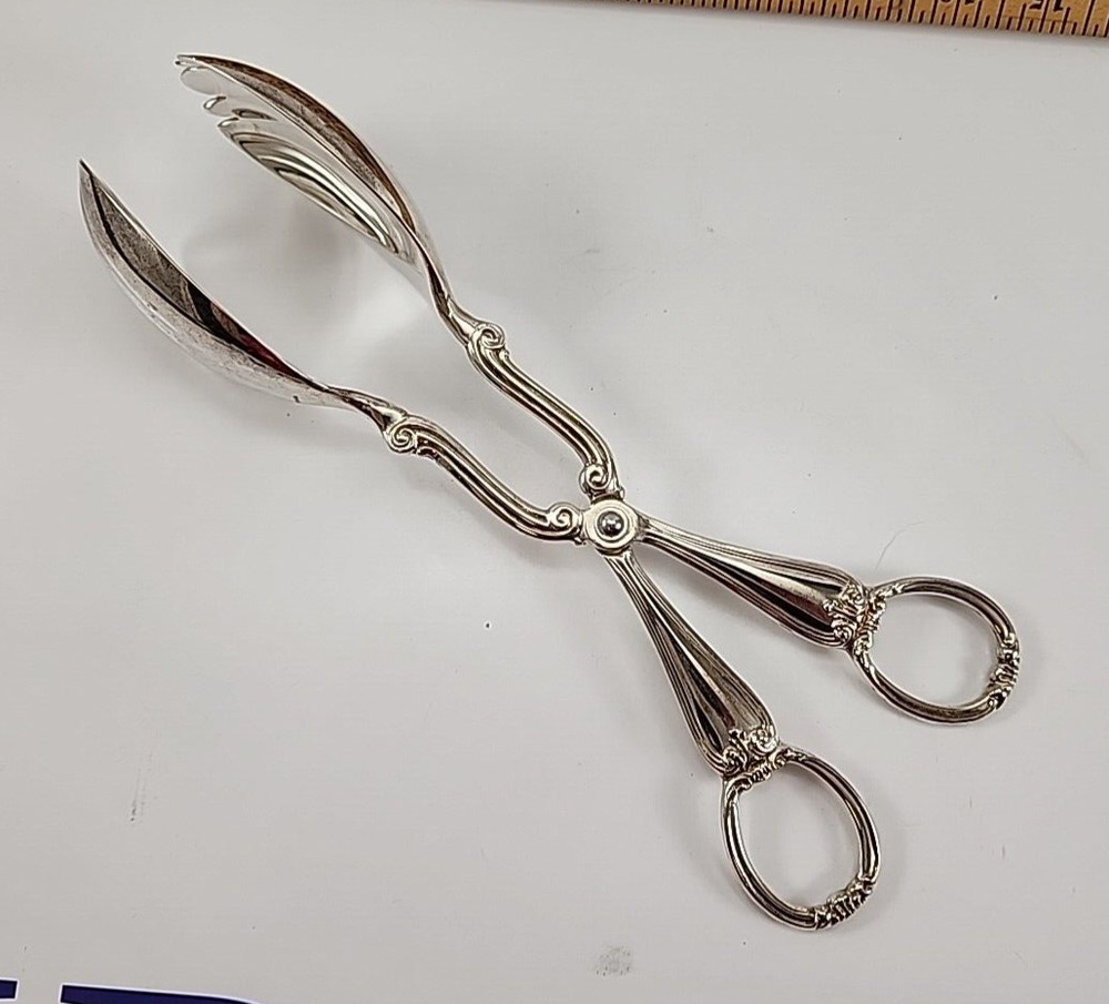 Gorham Silverplated Heritage Scissors Style SALAD SPOON and FORK Set (Italy) 11"