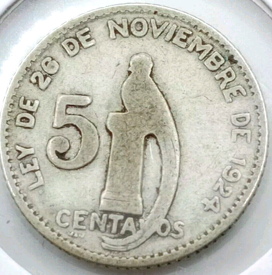 1948 Guatemala 5 Centavos Fine Silver Coin