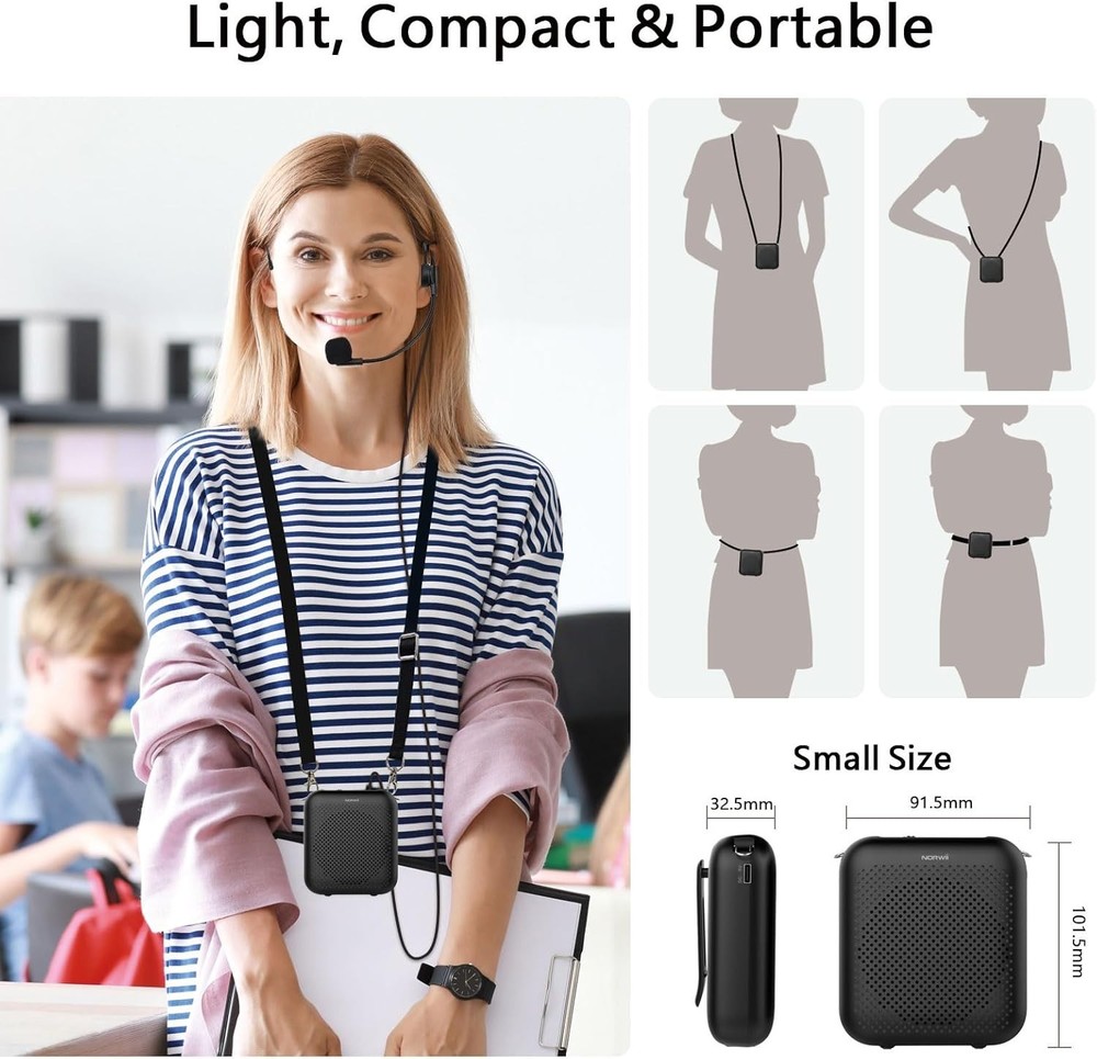 Norwii Bluetooth Voice Amplifier, USB-C Rechargeable - 4000mAh