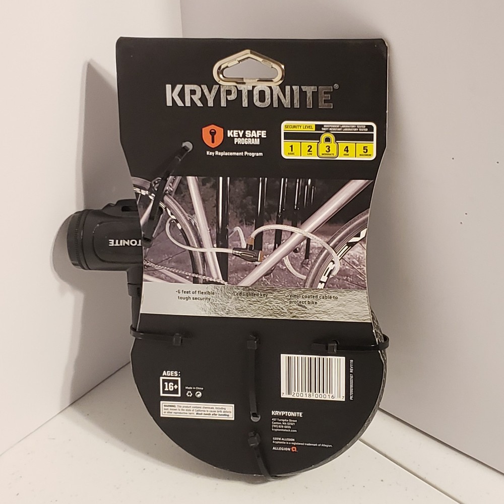 Kryptonite CABLE LOCK 6'x12mm Key New