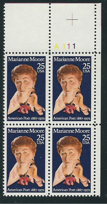 Scott #2449...25 Cent...Marianne Moore... Plate Block