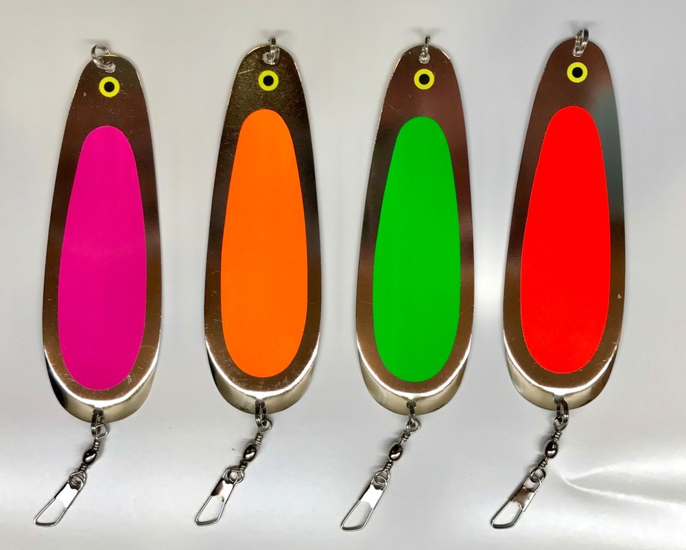 Kokanee Dodger: uv “FLO RED” / nickel