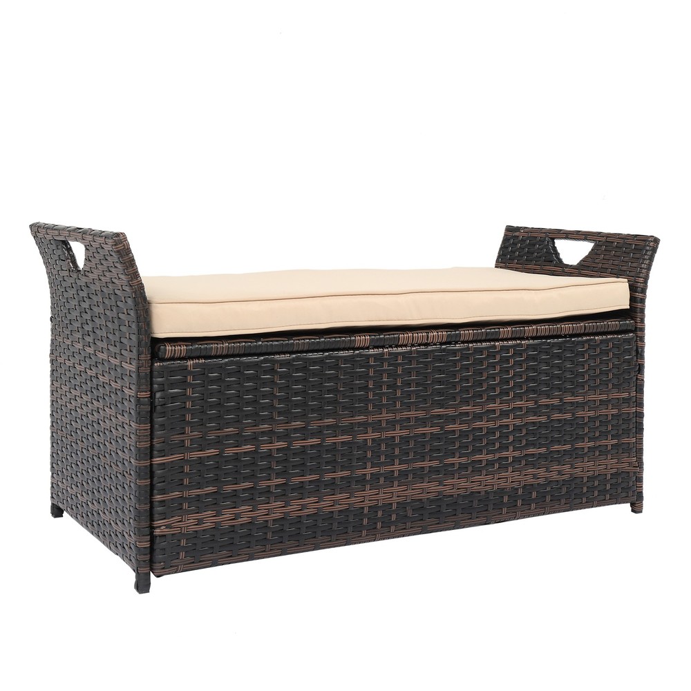 106*52*46cm Iron Frame Can Accommodate Brown Gradient Footstool Rattan Locker