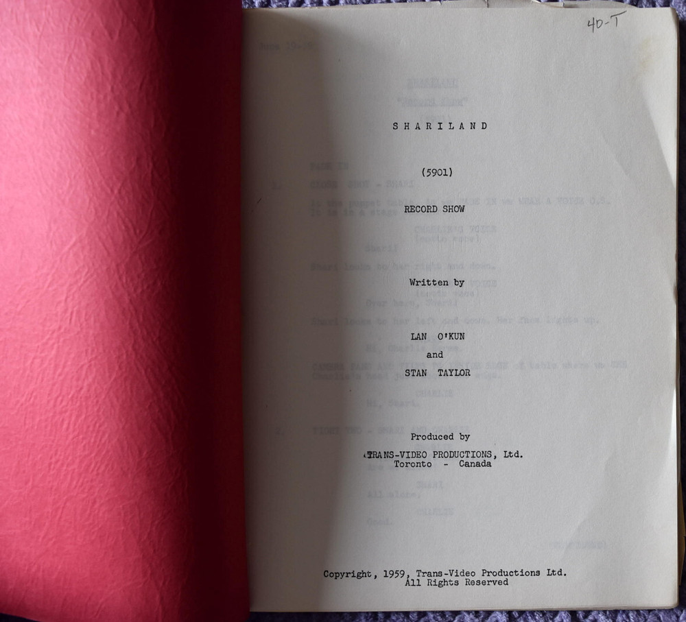 1959 Shariland " Record Show " Original Screenplay Script