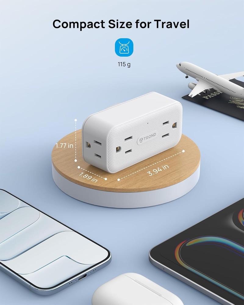 TROND Surge Protector Outlet Extender with 360 No USB, Protector, White