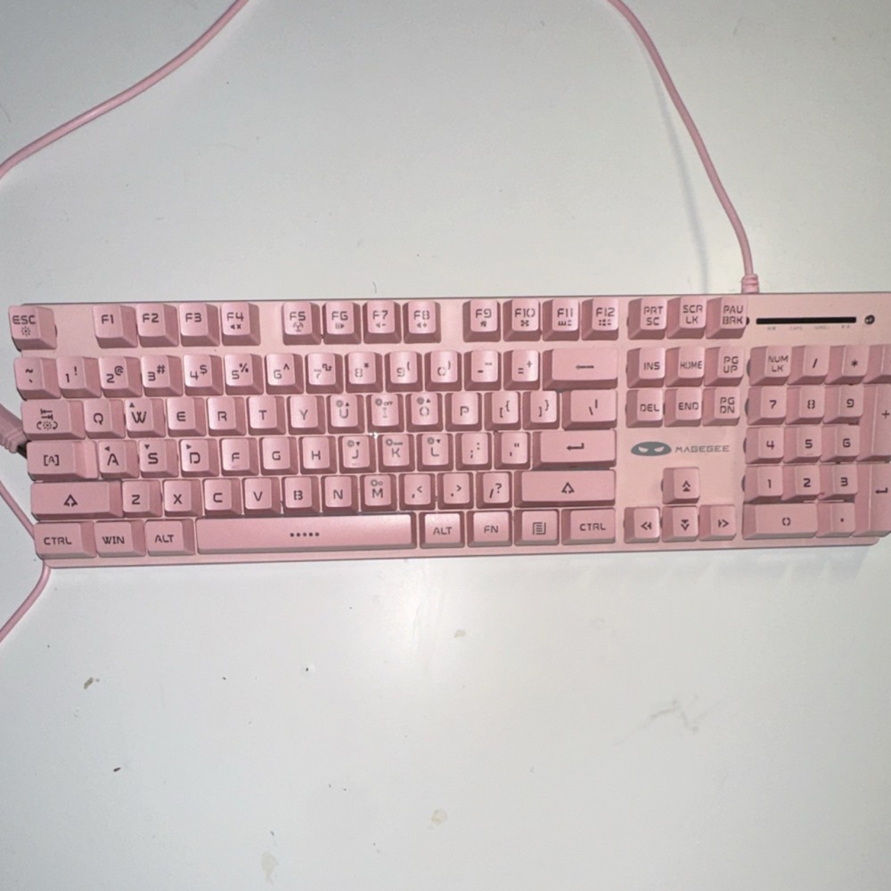 MAGEGEE Pink Wired Membrane Keyboard GT838, G12 Mouse & Kitty Mousepad Bundle