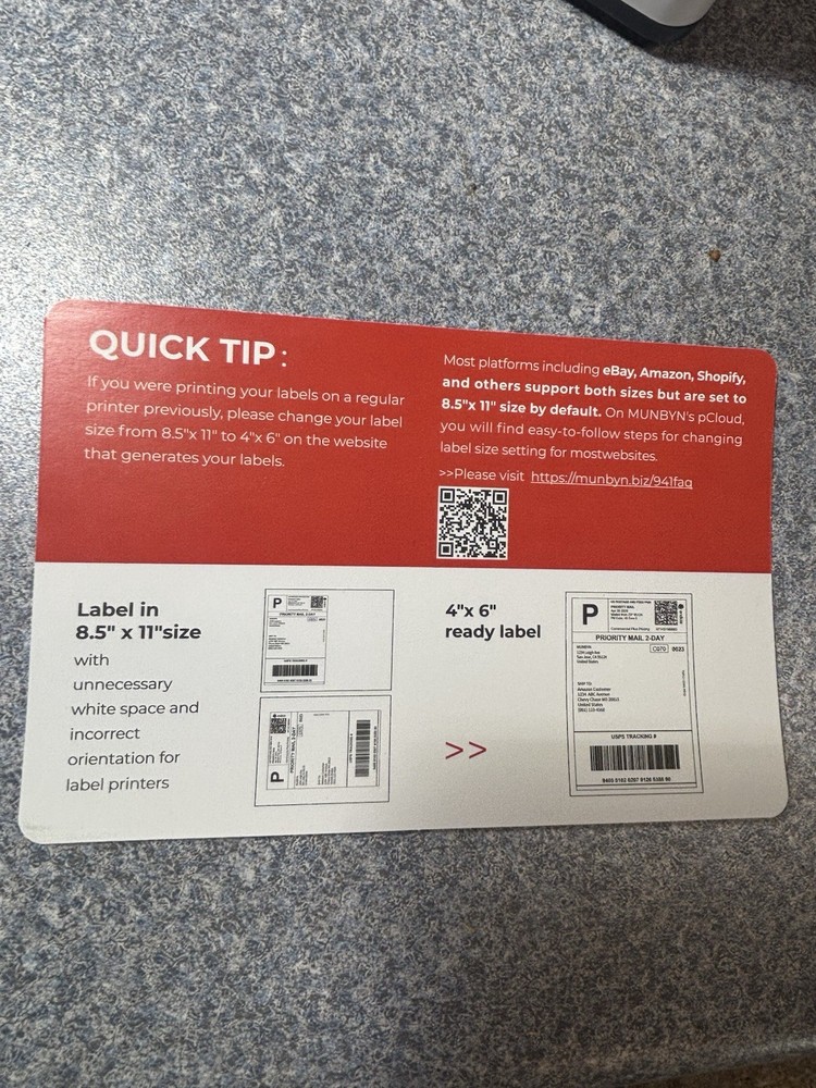MUNBYN ITPP941 Thermal Label Printer Black 24V 2.0A Model ITPP941
