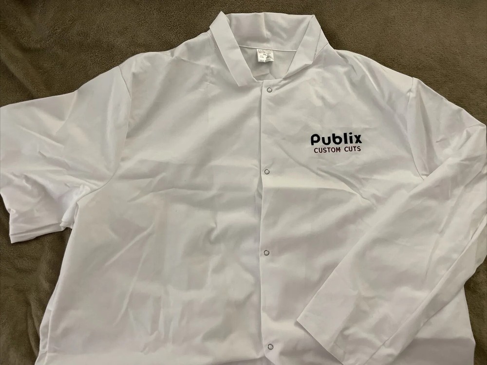 Publix Meat Cutter Jacket 3XL Button LS Long White Collar