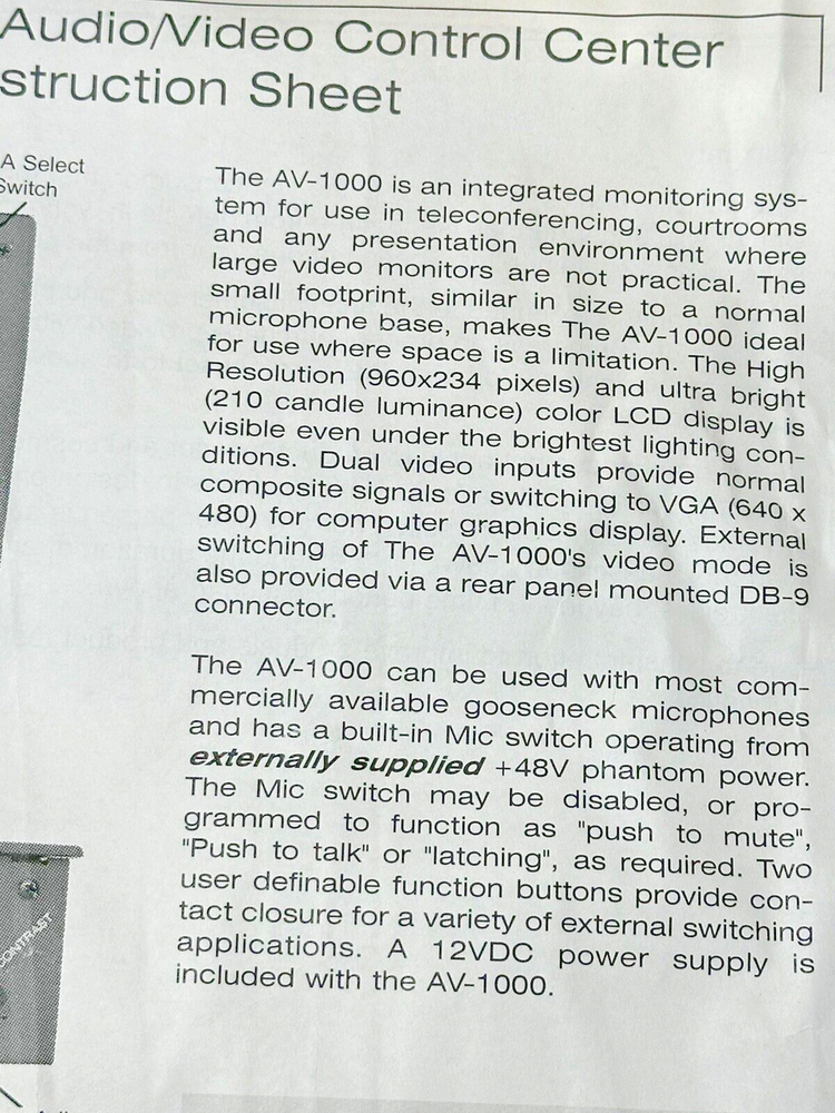 Marshall Electronics AV1000 Video Control Center