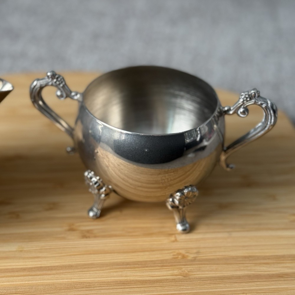 Vintage Silver Plated Creamer & Sugar Set - Mid Century - Unmarked