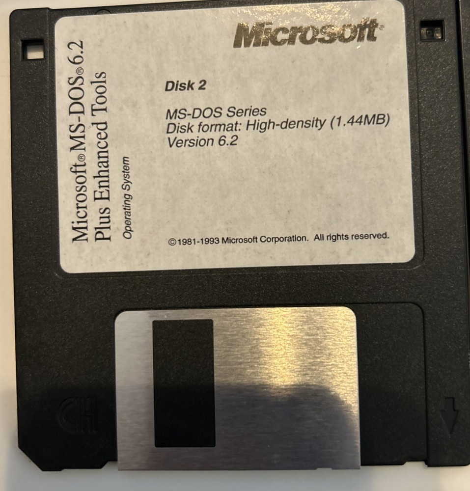 Microsoft MS-DOS 6.22 Plus Enhanced Tools 3.5” Floppy Disks 1-3