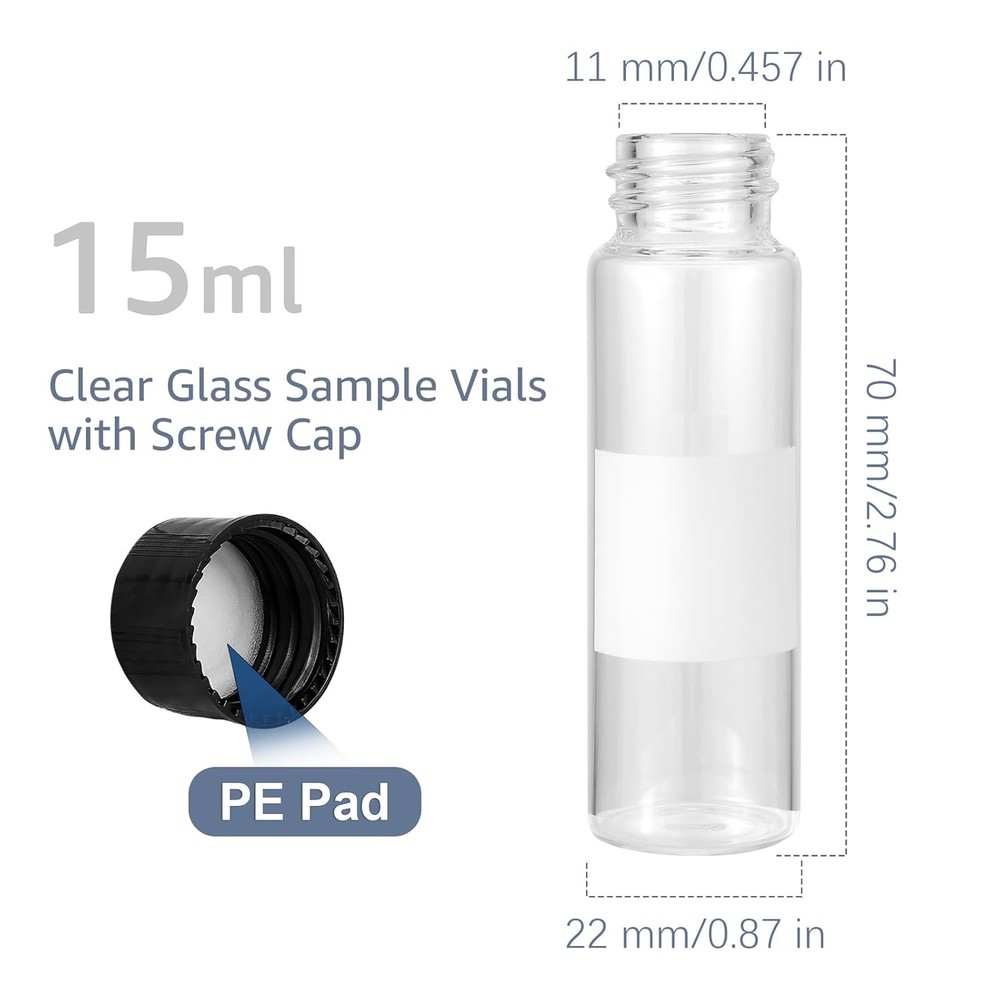 Kesell 15ml Clear Glass Bottle Liquid Sampling Sample Bottles clear