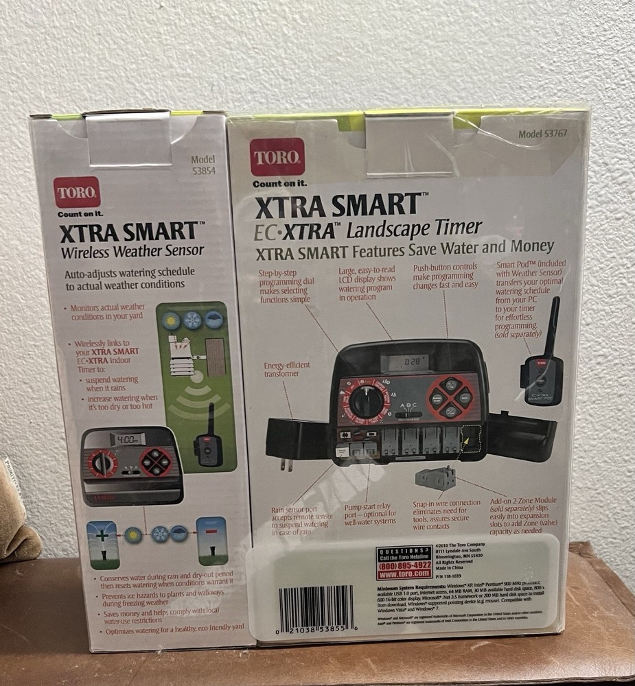 TORO Xtra Smart EC-XTRA Landscape Timer 8 Zone & Wireless Weather Sensor 53855