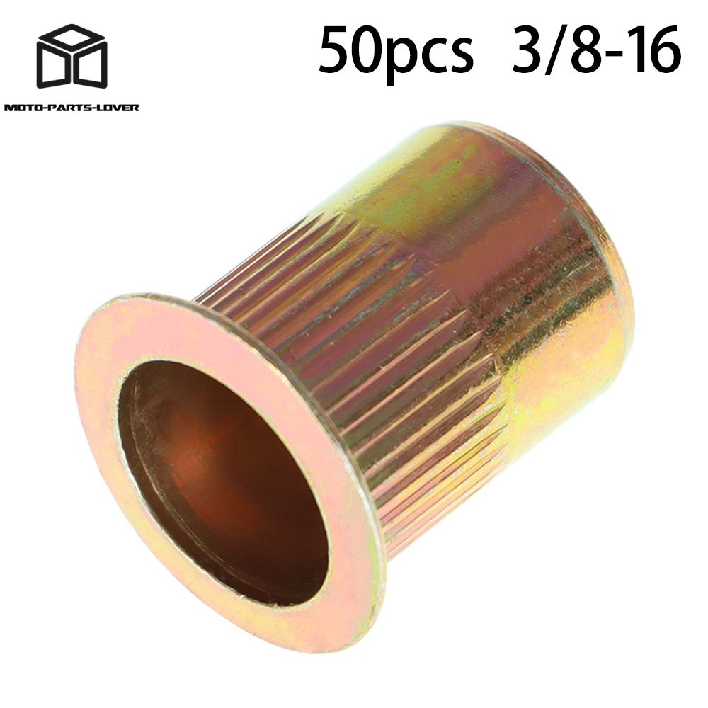 50 Pcs 3/8 - 16 Carbon Steel Rivet Nuts Flat Head Threaded Insert