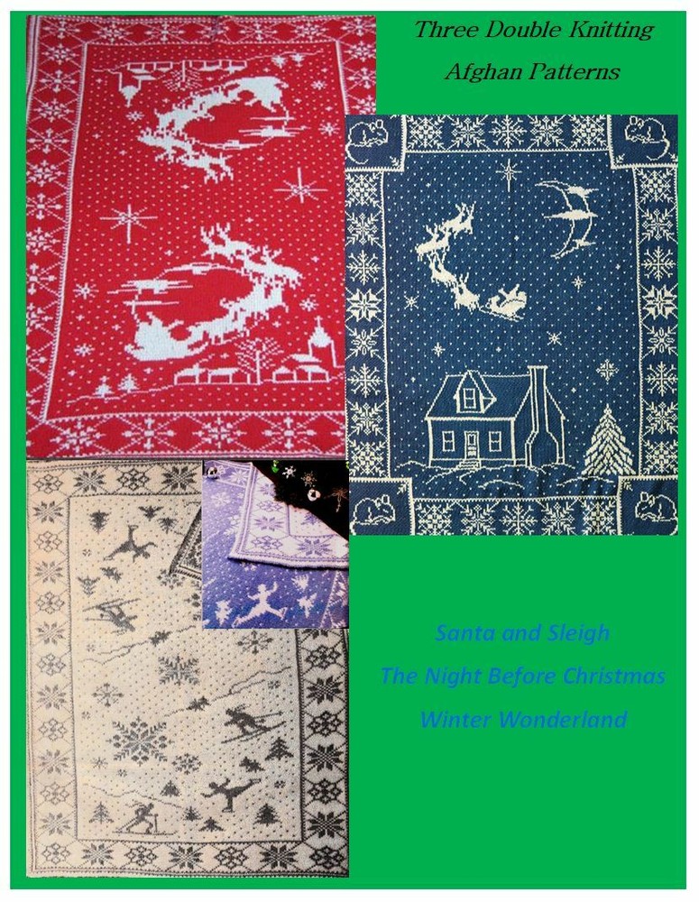 Christmas Afghans Three Double Knitting Patterns Vintage