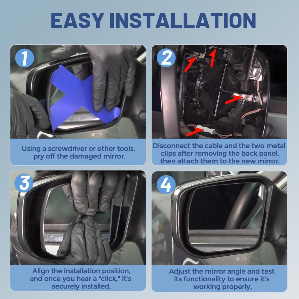 Passenger Right Side Mirror Glass - Compatible with Side, Silver