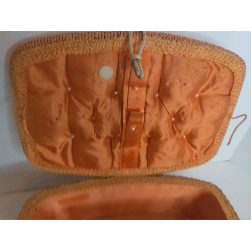 Vintage Sewing Storage Basket Retro Mod Psychedelic Pattern READ