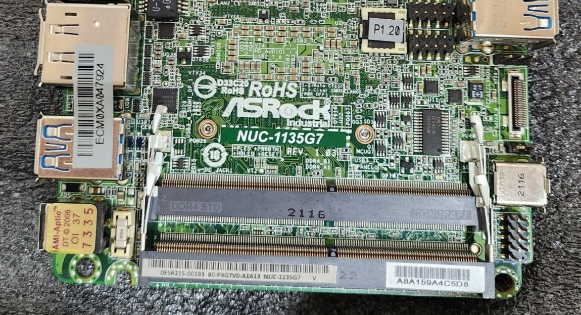 ASRock NUC-1135G7 Intel 11thGen (Tiger Lake-UP3) Processor I5-1135G7 Motherboard