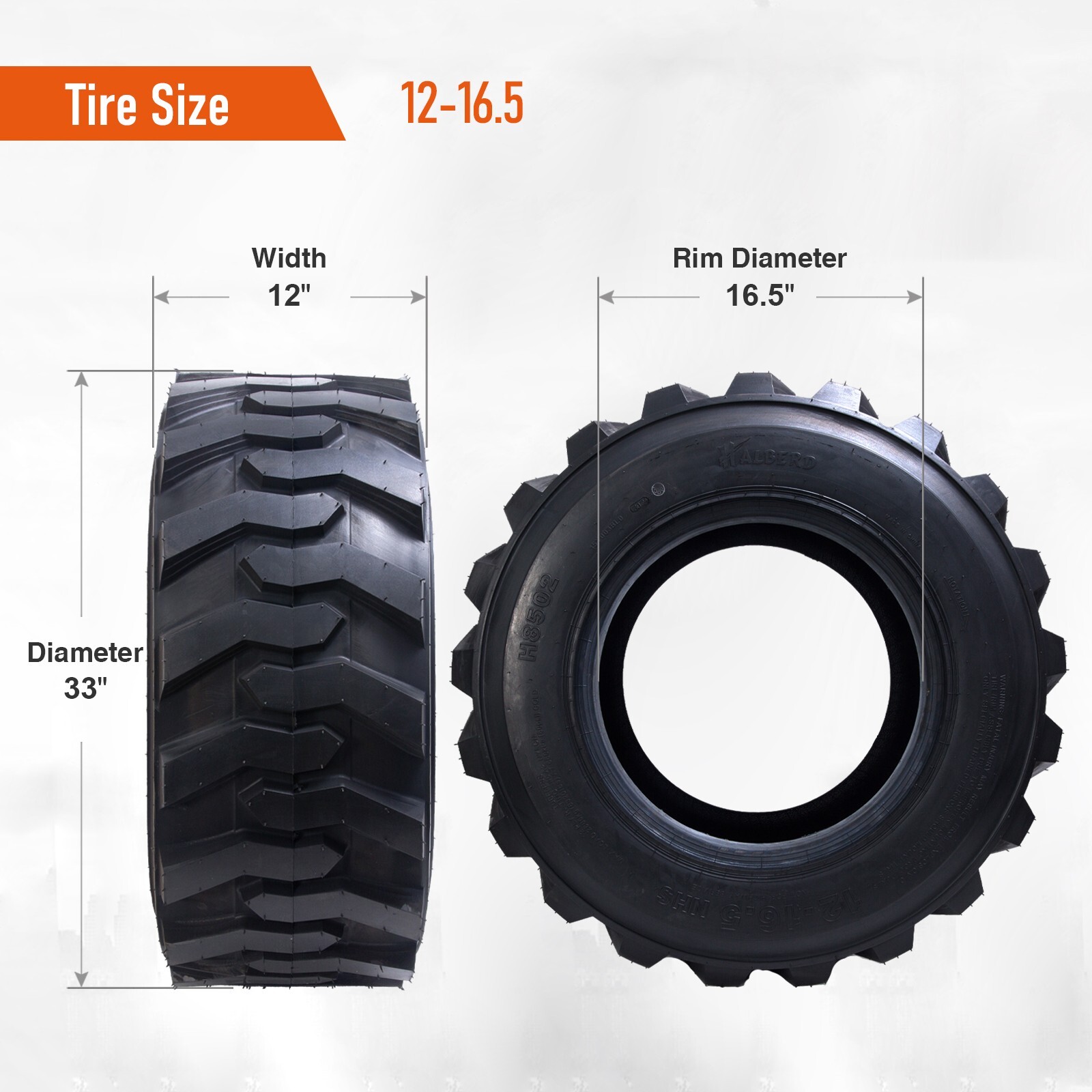 Two 12-16.5 Skid Steer Loader Tires Heavy Duty 12PR SKS Industrial tire Tubeless